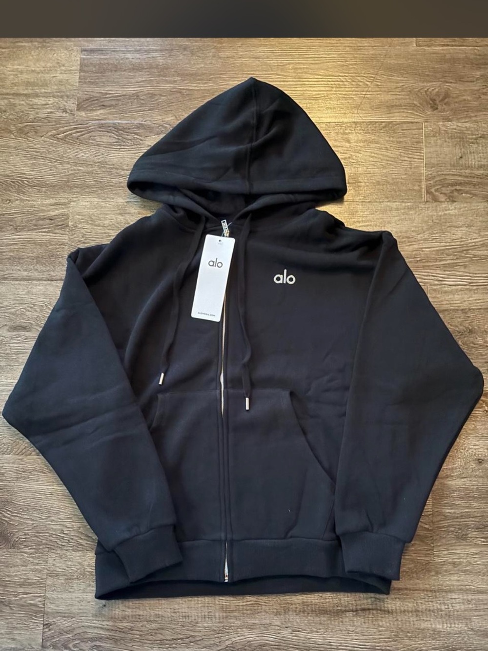 Alo Black Zip-Up Hoodie Sweater
